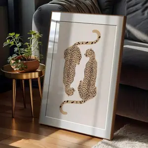 1PC Unframed Cheetah Art Poster Vintage Leopard Animal Aesthetic Funky Painting Canvas Print Maximalist Wall Picture For Dorm,Apartment,Bedroom,Living Room,Modern Home Decoration Artistic Artwork