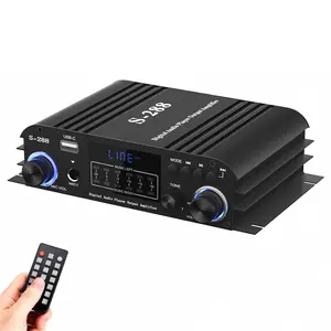 S-288 4 CH Bluetooth 5.0 Home Audio Amplifier, RMS 45Wx4, Max 600W HiFi Stereo Power Amplifier USB, SD, FM Class D Speaker Amp for Home Theater Karaoke, with Power Adapter & Rete Control