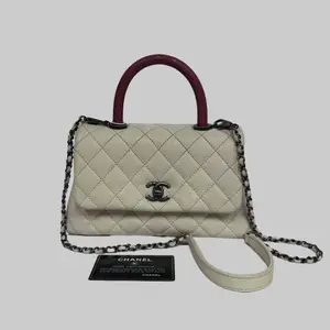 Pre-owned france Crossbody Bags Chanel Cocohandle Milkshake white red handle （SZ 68251）