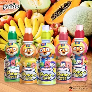 Paldo Fun & Yum Pororo Kids , Fruit Juice Drinks with Comfortable Push-Pull Sports Cap, Perfect Drink for Children 7.95 fl oz.
