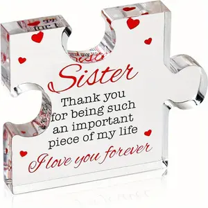 Birthday Gifts for Sister - Engraved Acrylic Block Puzzle Sister Present - Cute Birthday Gifts from Sister, Happy Birthday Sister Gift from Brother