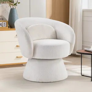 [memorialday] EBELLO Cloud-Like Soft Swivel Accent Chair – Modern U-Shaped Design with Pillow, Ideal for Living Room, Bedroom, Office