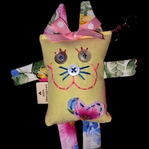 SkrapKat Keychain Bag Charm For Girls, Women, Boys or Men, 4" High To Decorate And Identify Your Bag, Handmade From Upcycled Materials