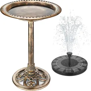 The AISITIN Bird Bath Outdoor is a polyresin birdbath designed for gardens, featuring a 2.5W solar fountain. It's ideal for outdoor use in settings