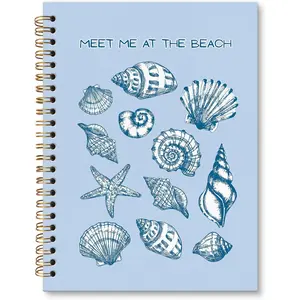 Beach  Journal Notebook, Shell Marine Biology Notebooks for School Work College, Meet Me at the Beach Blue A5 Spiral Notebook Journal for Teen Girls Girly Women