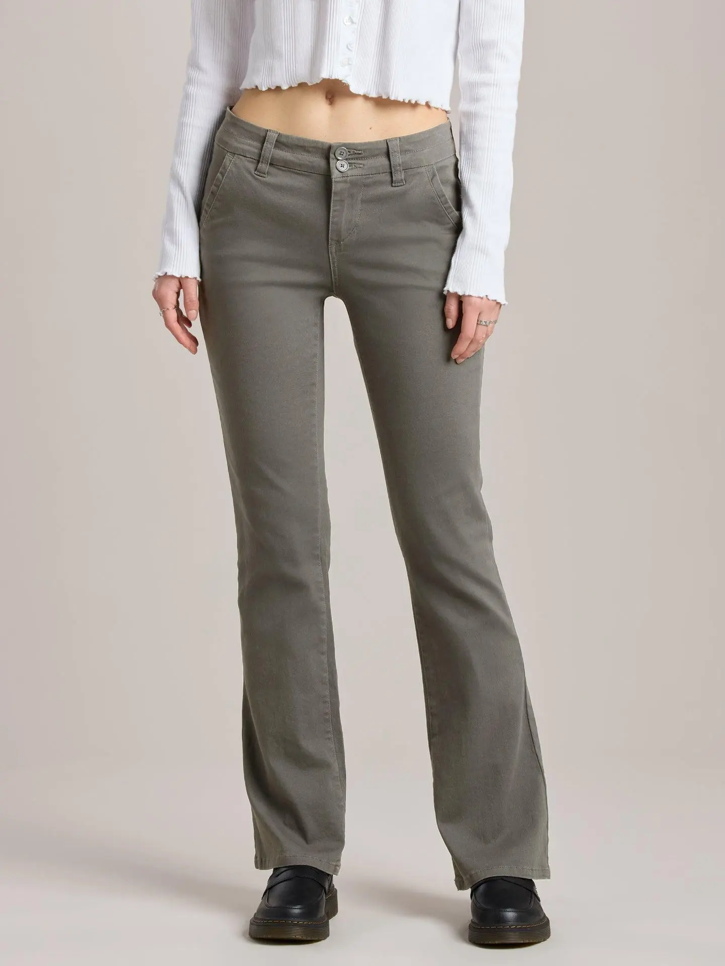 UNIONBAY Hayden Women's Bootcut Uniform Pants - Midrise Classic Cut in Stretch Cotton with Double Button Closure, Spandex, Zipper, Pockets, Fabric, Cotton Spandex, Double Buttons, Bottoms, Basic, Casual, Trouser, Bottom, Lady