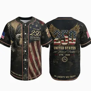America 250 Baseball Jersey – Patriotic American Eagle USA Flag Shirt, 250 Years of Freedom Independence Day Gift for Men, Father's Day Gift