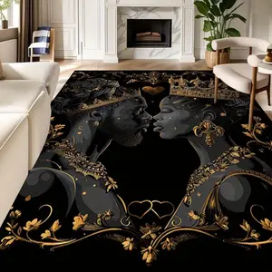 Suitable for indoor and outdoor entrances, bedrooms, living rooms King and Queen Digital Printed Area Rug - Home Decor, Suitable for Lounges and Rooms, Non-Slip Washable Polyester Rug, Lightweight, Large Size Over 70.87inch , Area Over 2.16 Square Meters,