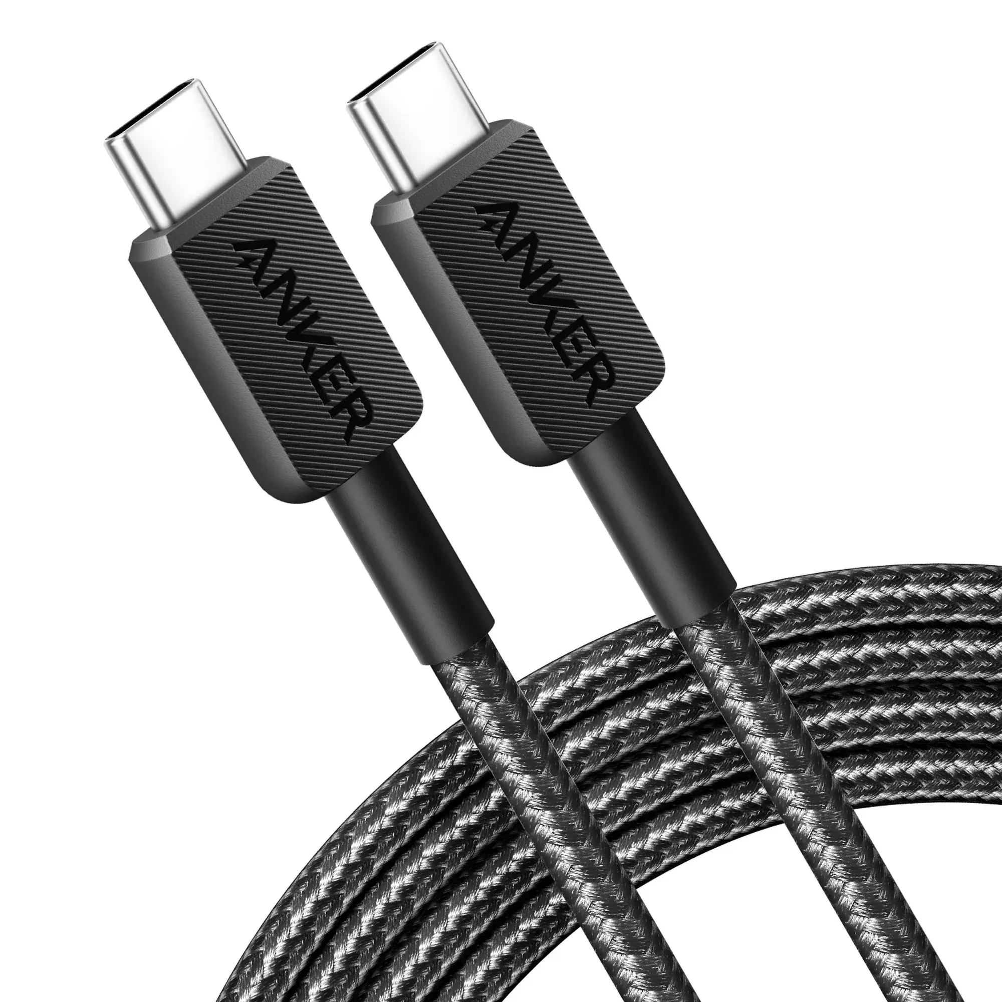 Anker Braided USB-C to USB-C Cable (6ft, 60W) Fast Charging for iPhone 17/16 Series, MacBook Pro 2020, iPad Pro, Dell XPS, Samsung Galaxy S24/S23/S22 Ultra, Switch, Black, cable charger