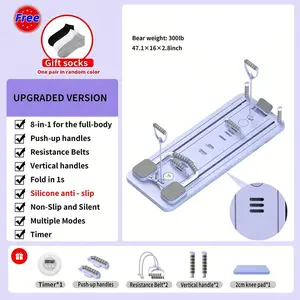 Multi-Functional Foldable Abdominal Training Board, Home Pilates Training Board, Equipped With A Kneeling Pad, Timer, Socks, With Rebounding Function, Used As An Exercise Equipment For Abdominal And Core Strength Training, Push-Up Board, Suitabl