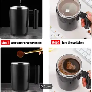 14oz Rechargeable Auto Magnetic Self Stirring Mug for Milk/Cocoa - Black - Tumbler, Drinkware