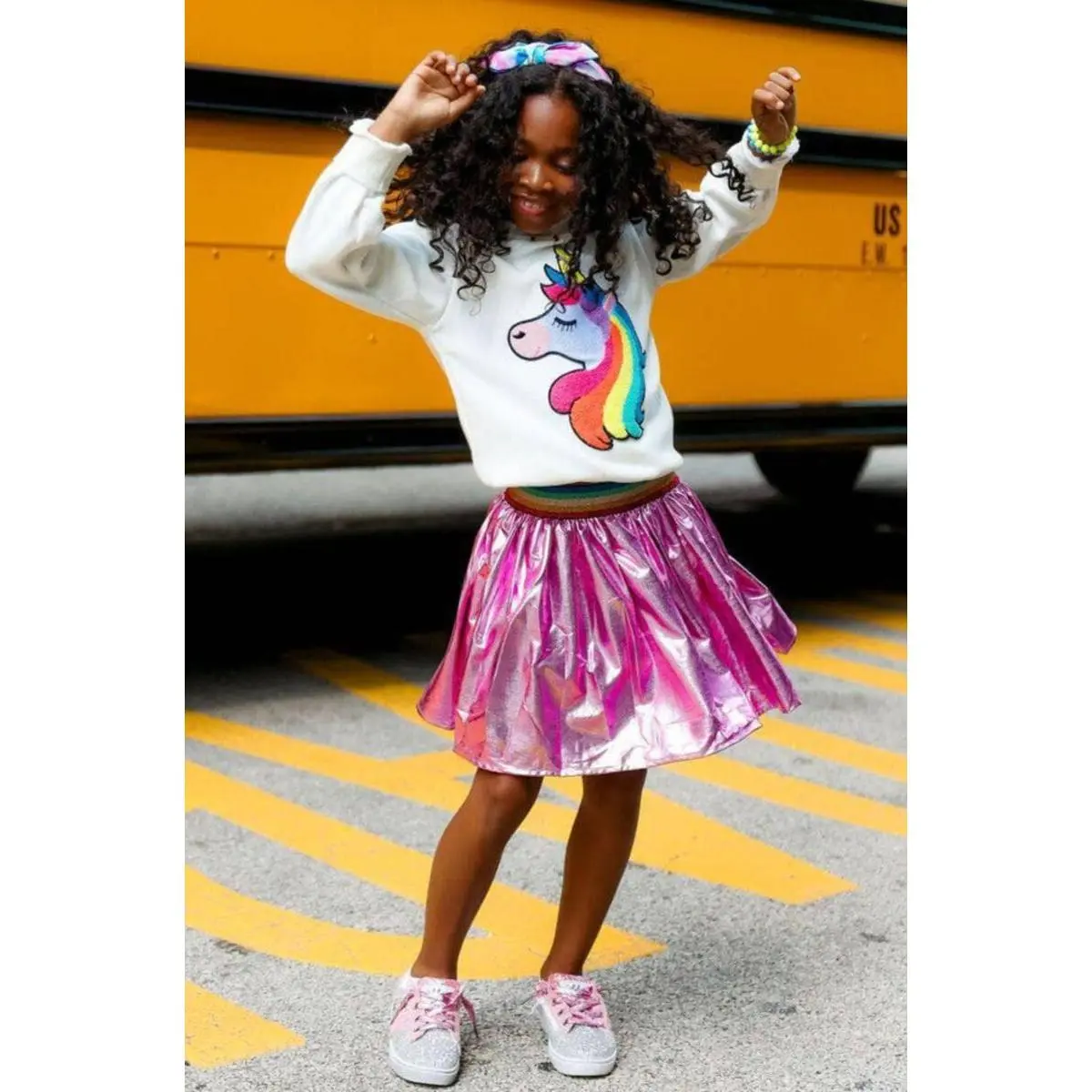 Magenta Rainbow Foil Skirt