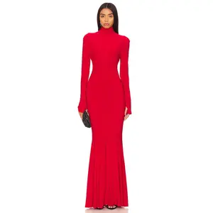 Norma Kamali x REVOLVE Turtle Fishtail Gown in Tiger Red