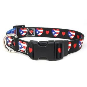 I Love Puerto Rico Dog Collar | Quick Release Buckle or Martingale Style