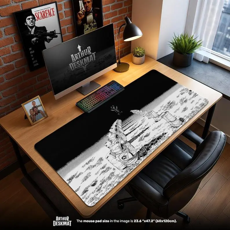 Chainsaw Man Mouse Pad - Control Devil Altar Scene in Manga Style, Anime Desk Mat, Dark Aesthetic Gaming Gift