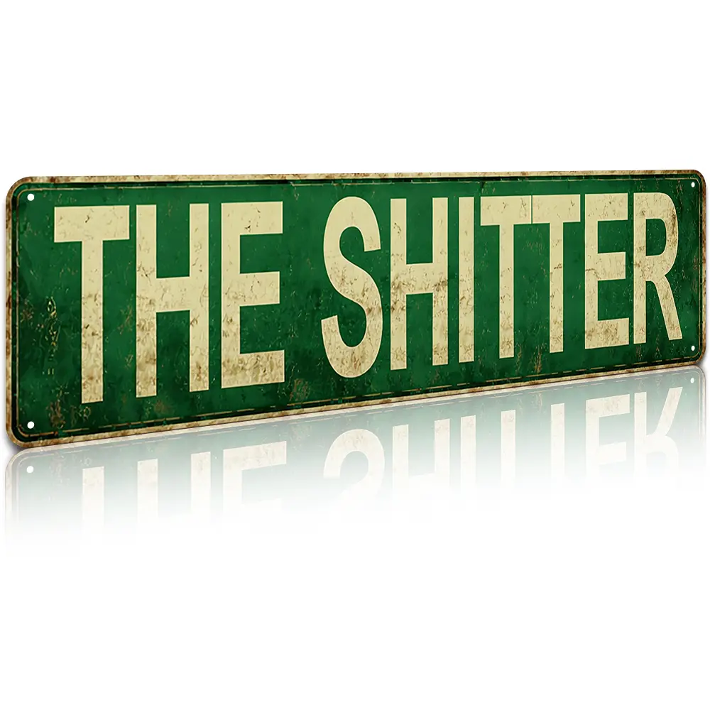 16x4 in Rust-Proof Alum. Aluminium Shitter Letter Pattern Vintage Metal Sign - Decorative Plaque, Distressed Look Wall Decor for Home Bar, Funky Room Decor Gift