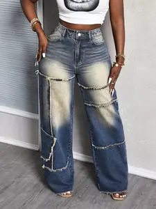 Women's High Waist Wide Leg Jeans, Loose Denim Long Pants, Casual Streetwear Y2K Vintage Straight Leg Pants, Comfortable Daily Wear