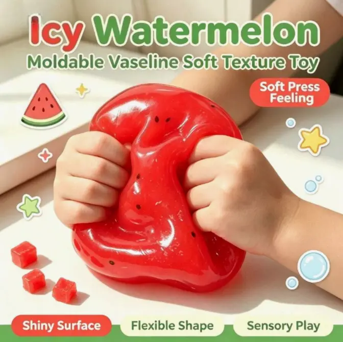 Slushy Watermelon Squishy Stress Ball, Soft Slush Ball Squishy Toy, Cute Fruit Desk Fidget Toy, Portable Anxiety Relief Sensory Toy for Adults, Summer Squeeze Gift(Slushy Watermelon)