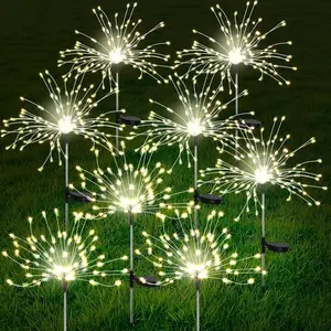 FOOING 8 Pack Solar Garden Lights Solar Firework Lights Waterproof, 200 LED String Light 2 Modes Twinkling Fairy Nightlight for Garden, Wedding, Party, Patio, Yard, Landscape Decoration, (Warm White)