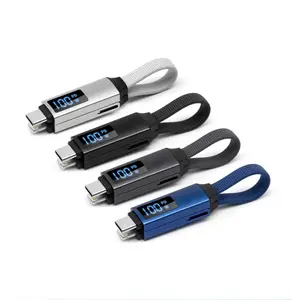 AceCharge X 3in1 Keychain Cable, 100W Fast-Charging with LED Display - for iPhone, iPad, Android. Charging&Data, Durable and Suitable for iPhone 15/14. Aluminum alloy Design Devices Lightning Smartphone Charger Mobile Connector