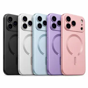 Metallic Paint Magnetic For Magsafe Soft Case For iPhone 17 Air 17 16 15 14 13 Pro Max Plus E Wireless Charge Lens Protect Cover