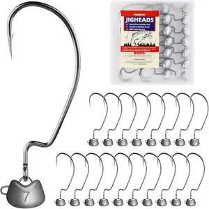 Swing Weedless Ned Rig Jig Heads - 20pcs Weedless Jig Head Hooks for Bass Fishing, Ideal for Ned Rig Baits, Durable Jigheads for Fishing, Anglers