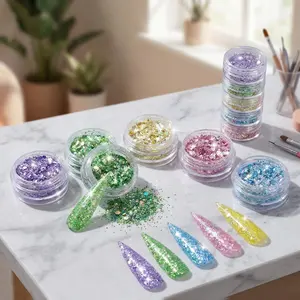 Nail Holographic Glitter, Assorted Craft Glitter, Mixed Glitter Shape, Fine Glitter Powder, Body Nail Glitter, Perfect for Crafting & Nails