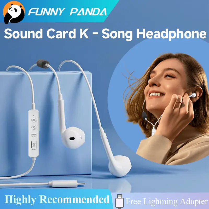 Sound Card Headphones with Built-in Earphone Monitoring, Reverberation, and Sound Card Functions, Top Sound Quality, and Equipped with a Karaoke Microphone, Your Portable Karaoke