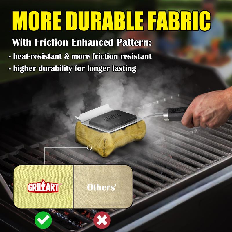 GRILLART SteamWizards Grill Brush Bristle Free Bundle with Replacement Head (1 Pack), Soak Basin(1 Pack)