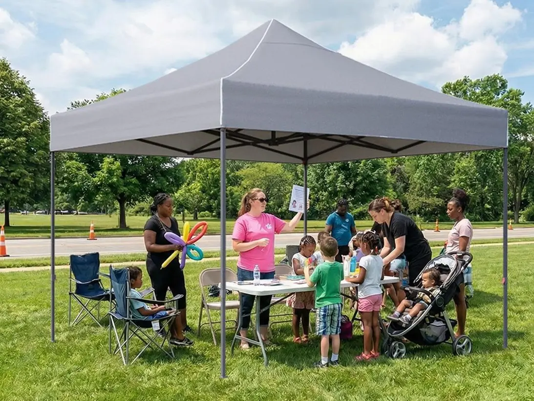 Aoxun Multi-Size Foldable Portable Gazebo - 10x10/10x15/10x20 All Weather Canopy Tent, UPF 50+ Sun Protection, Waterproof, Quick-Set, No Assembly, Easy Transport, Includes Roller & Sand Bags for Picnics, Events, Roller Bag