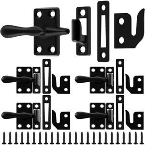 4 Pack 1-7/8 Inch Zinc Alloy Casement Window Sash Lock Latch Replacement Matte Black for Home Casement Windows