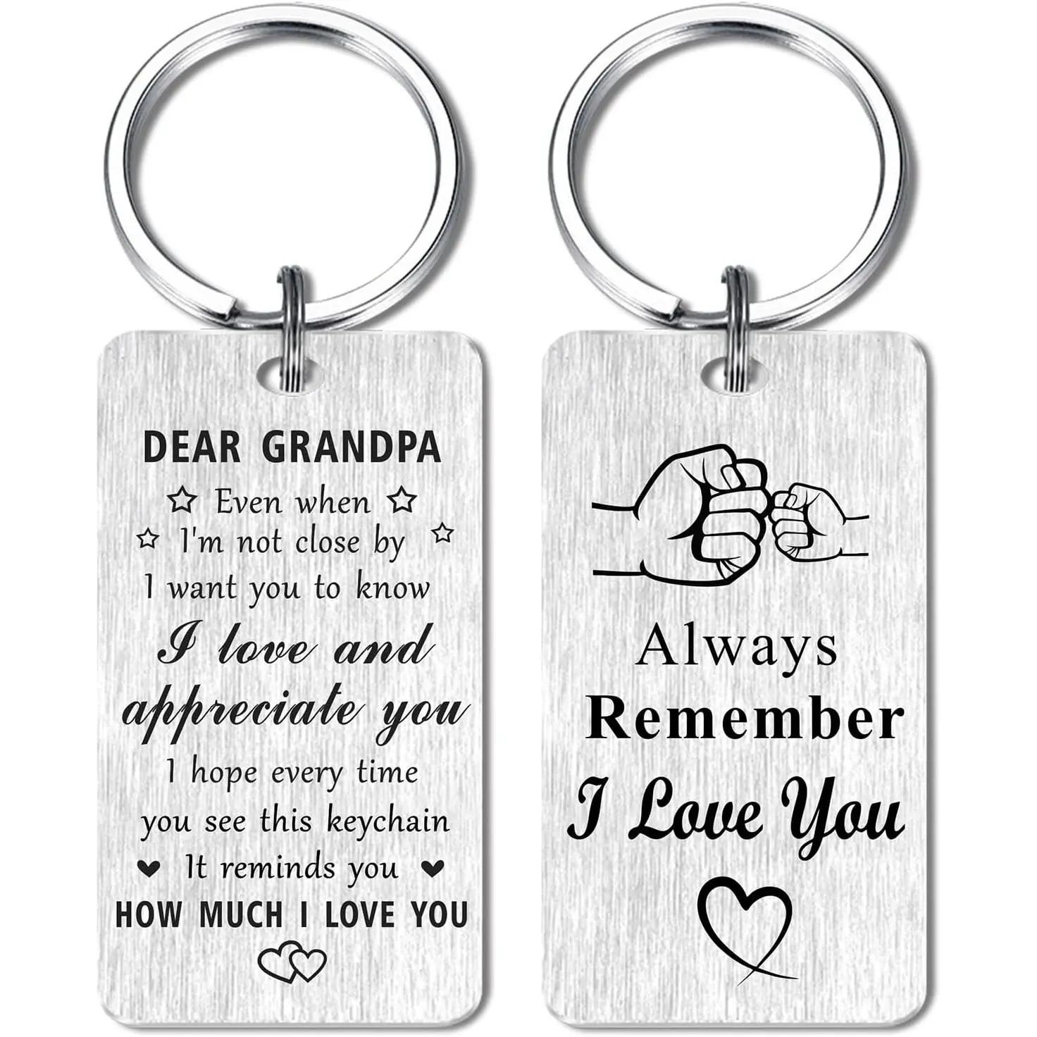 Fathers Day Grandpa Gifts from Grandkids - I Love My Grandpa Birthday Keychain, Best Grandfather Key Chain for Men, Grandfather Present from Granddaughter