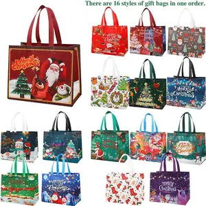 16/32pc,Holiday essential multi-use tote bag firm non-woven fabric wear resistant and long lasting, built-in easy grip handles for labor saving carrying. Delicate festive styles suitable for Christmas and Easter scene layout