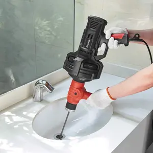 Handheld Portable Auto Feed Snake Drain Auger Corded Operated Unclog Sink Clog Pipe Cleaner Plumbing Power Tube 25' ft