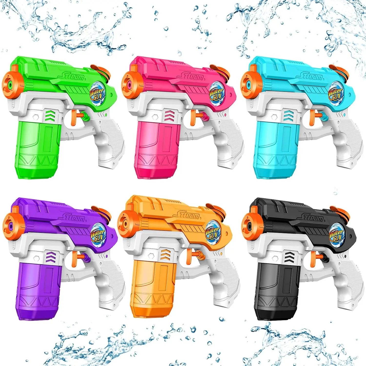 Halloween Fall Gift Water Guns for Kids Adults, 6 Pack Squirt Guns Soaker Blaster 220CC Capacity Long Range Super Water Gun Pistols for Boys Girls Toddlers Swimming Pool Water Toys (6)