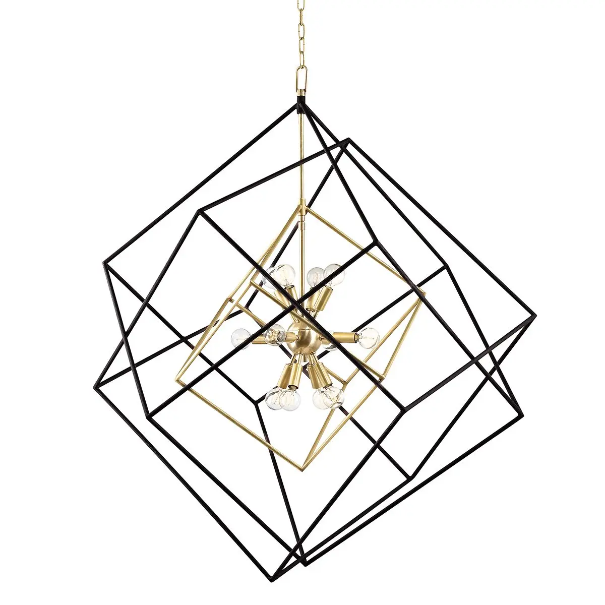 Stunning 12-Light Roundout Chandelier with Sputnik Design in Aged Brass or Polished Nickel Finish