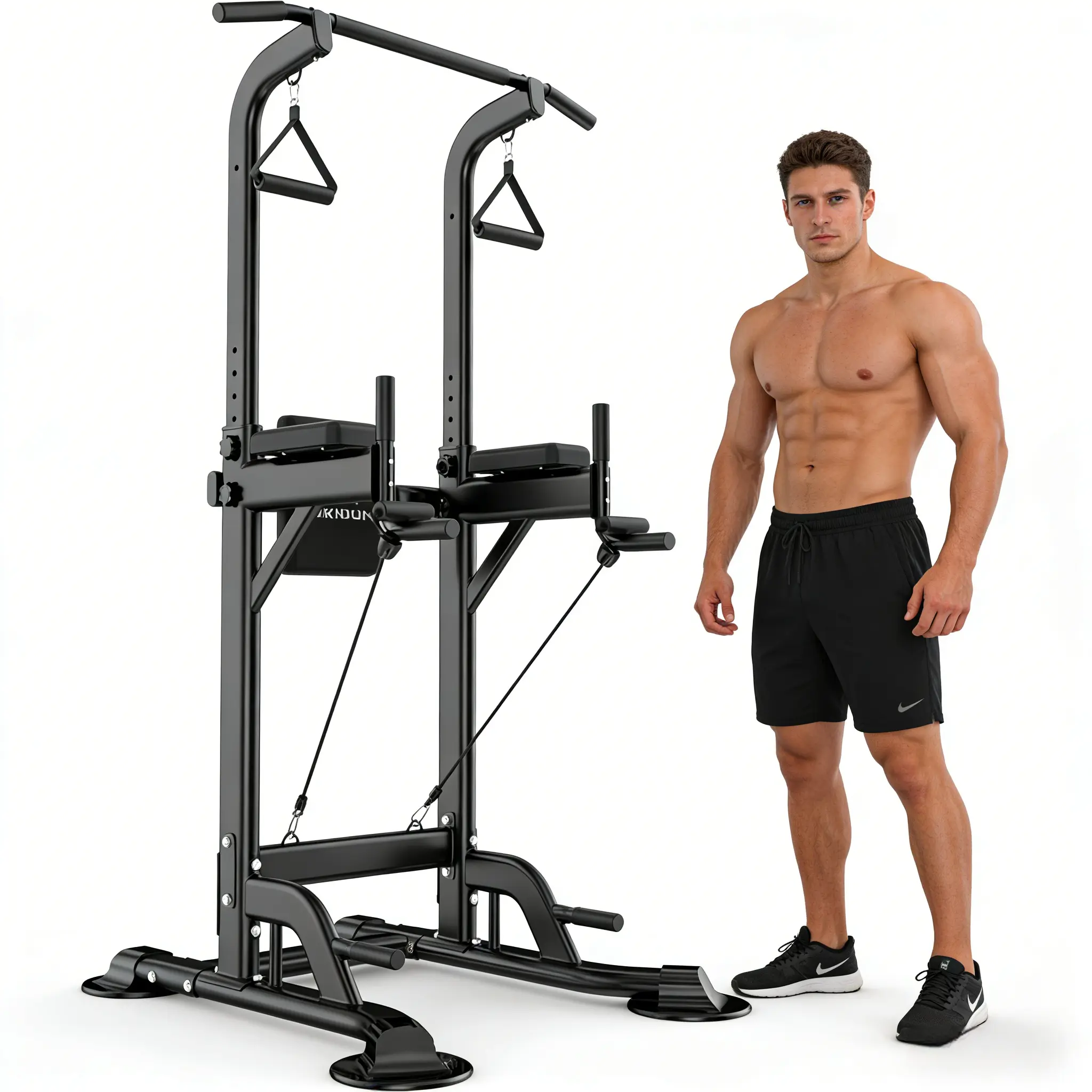 Multi-Function Power Tower with At-Home Pull-Up Bar & Dip Station, Assistive Strength Training Fitness Equipment for Home Gym, 440LBS Capacity, At-Home Pull-Up Bars