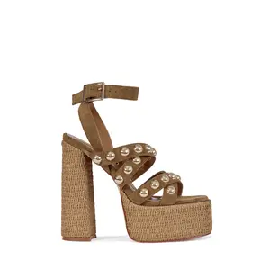 Yandy Brown Platform Studded Heel- FINAL SALE