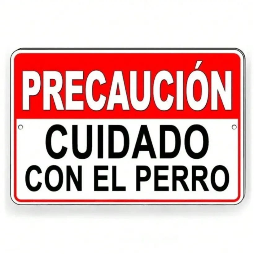 Aluminum Beware Of Dog Sign Precaucion Cuidado Con El Perro Bite Room Decor Halloween Home Bathroom Bedroom Kitchen Wall House Living Room Decoration Signage