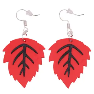 Jagged Leaf Earrings - Lightweight Hypoallergenic Unisex 3D Printed Statement Jewelry with Bold Central Vein & Customizable Color Palette