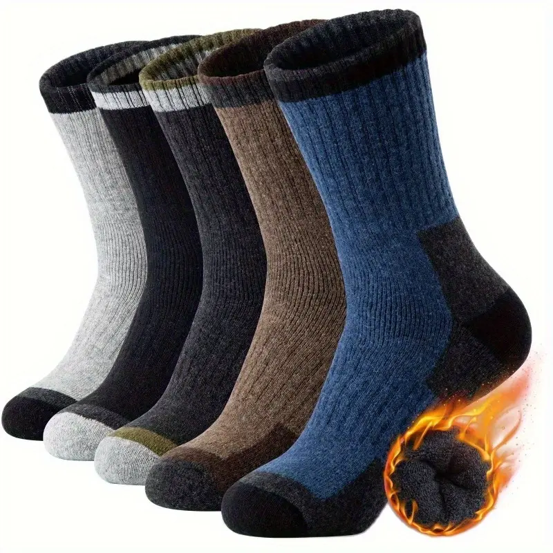 Men's Thermal Crew Socks, Thick Fleece-Lined Polyester Knit for Winter Comfort, Hiking & as a Festival Gift, Daily Wear, Father's Day, Easter, Valentines Day, Fast Delivery, On Sale, Gift Idea, Discount, Diwali, Athletic Socks, Long, Elegant