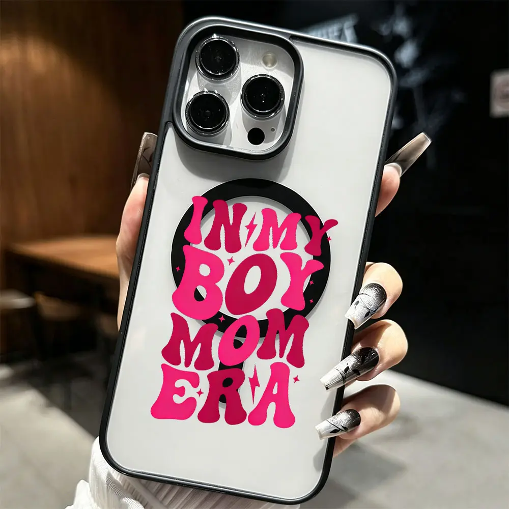 In My Boy Mom Era Phone Case， Retro Aesthetic Style for iPhone 17 16 15 14 13 12 11 Plus Pro Max， Trendy Daily Birthday Gift
