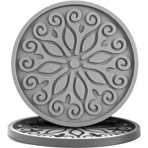 Silicone Reusable Coasters for Drinks 2 Pack Gray, Great Gift for Birthday Housewarming Room Decor Holiday Party
