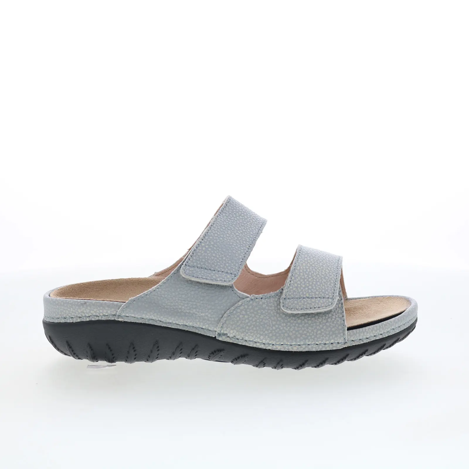 Drew Cruize 19179-37 Womens Blue Wide Leather Slip On Slides Sandals Shoes