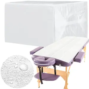 100 Pcs 31.5 x 71 Inch Disposable Bed Sheets Oil-proof PE Film Massage Table Sheets Non-woven Fabric Spa Waterproof Bed Cover Breathable for Beauty Salon Hotels Tattoo Waxing(White)