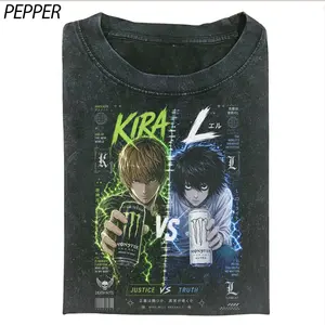 Death Note Kira vs L Shirt, Anime Battle Tee, Light Yagami vs L Lawliet Shirt, Dark Anime Graphic Tee, Manga Streetwear Shirt, Otaku Gift Cotton