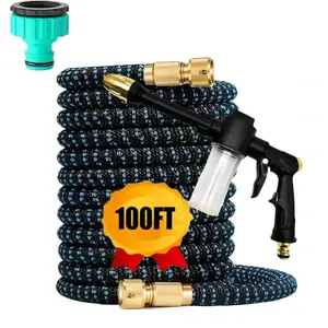 1PC 3x Expandable Garden Watering Hose with Spray Nozzle, US 3/8 Connector, Suitable for Outdoor, Garden, Car Washing, Pet Bathing Use