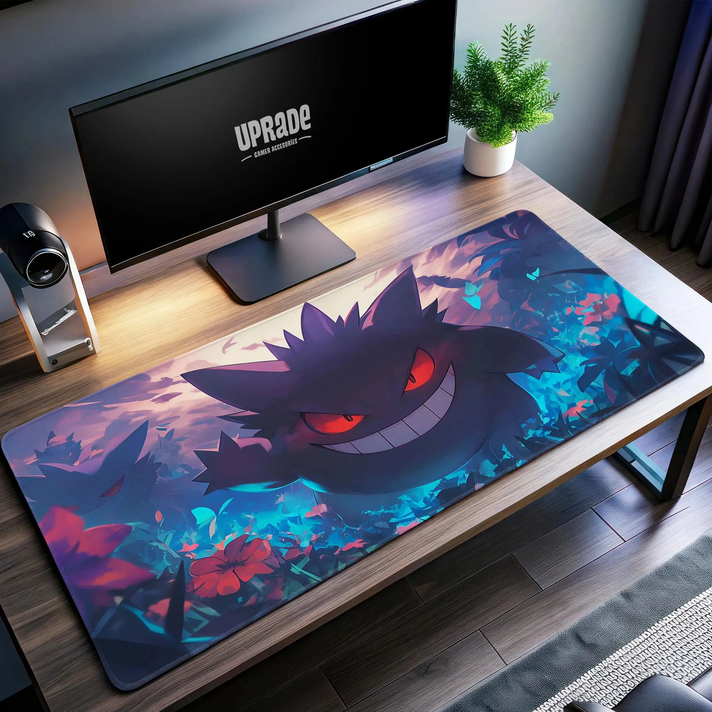 Mystical Gengar Gaming Desk Mat - Spooky Pokémon Mouse Pad, Gift for Gamers, Ghost Pokémon Fan Art