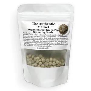 The Authentic Market Organic Sweet Green Pea Sprouting Seeds Growth Kit - Superfood use in soups, smoothies salads filled with vitamins, minerals enzymes, high in protein