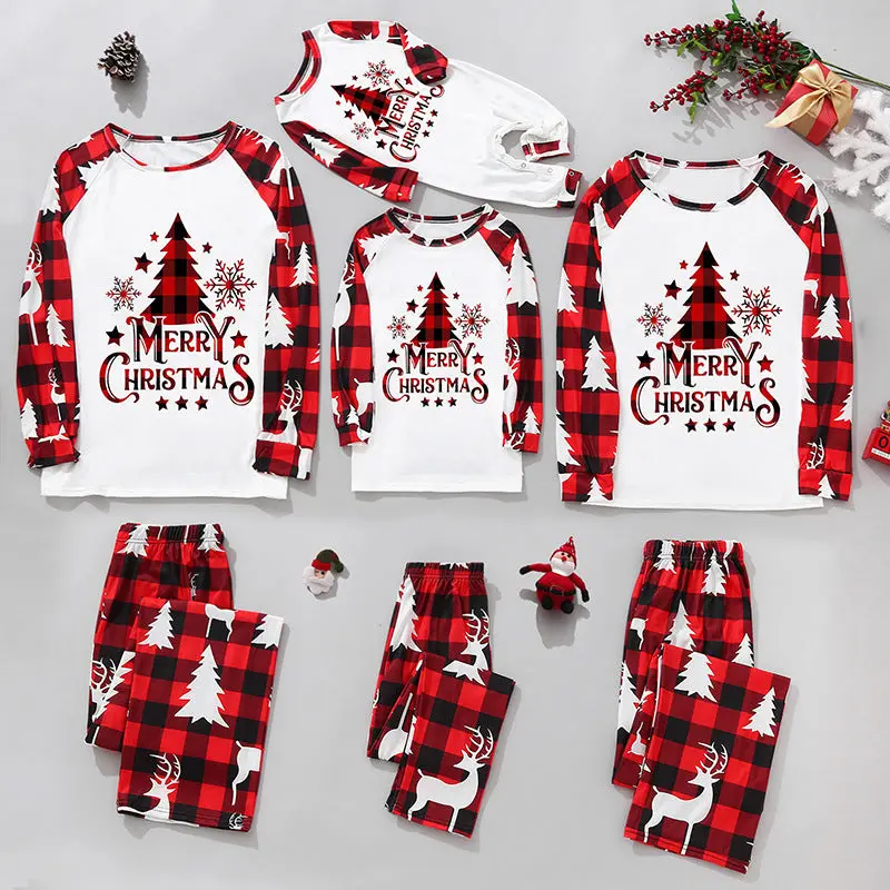 Stylish Christmas Pajama Sets for the Family, Festive Matching Polyester Loungewear for Men, Women & Kids, Polyester Fiber